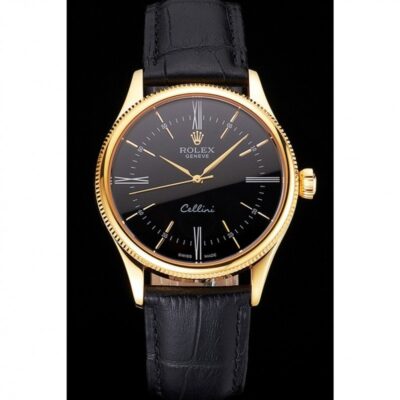 Superclone Rolex Cellini Black Dial REP016814 Perspective View