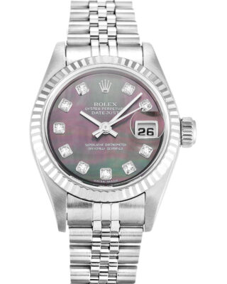 Fake Rolex Lady-Datejust 26mm Mother of Pearl - Black Dial 79174
