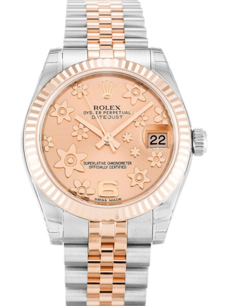 Fake Rolex Datejust Mid-Size 31mm Pink Floral Dial 178271