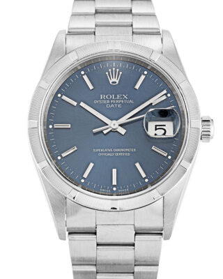 Fake Rolex Oyster Perpetual Date 34mm Blue Dial 15210