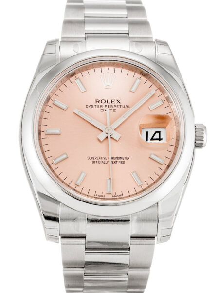 Fake Rolex Oyster Perpetual Date 34mm Salmon Dial 115200