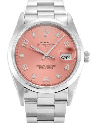Fake Rolex Oyster Perpetual Date 34mm Salmon Dial 15200