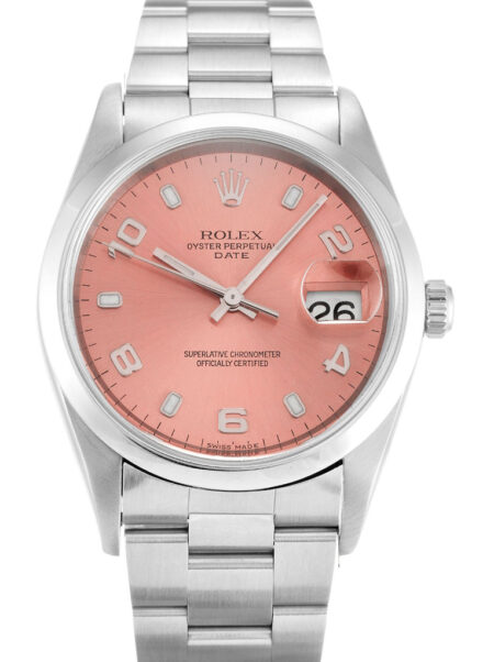 Fake Rolex Oyster Perpetual Date 34mm Salmon Dial 15200