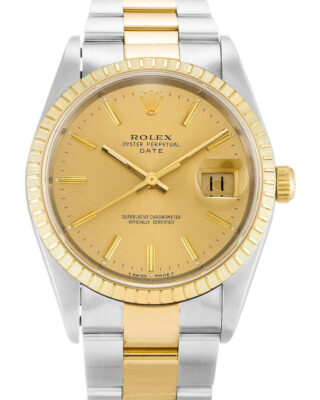 Fake Rolex Oyster Perpetual Date 34mm Champagne Dial 15223