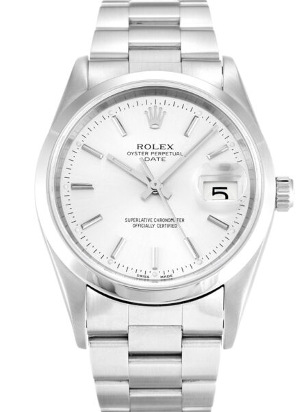 Fake Rolex Oyster Perpetual Date 34mm Silver Dial 15200
