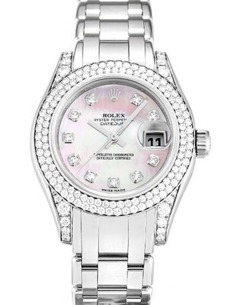 Fake Rolex Pearlmaster 36mm Mother of Pearl - Pink Dial 80359