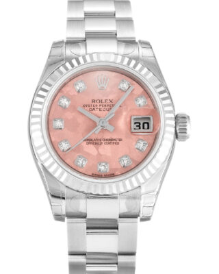Fake Rolex Lady-Datejust 26mm Gold Dust - Pink Dial 179174