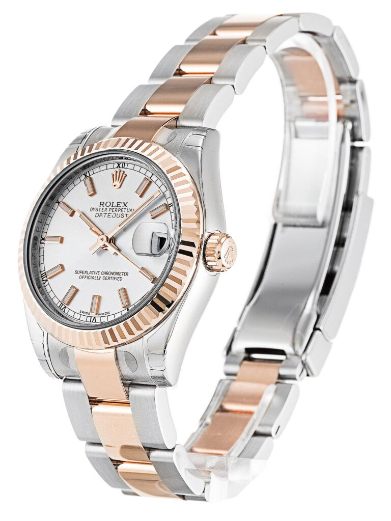 Replica Rolex Datejust Mid-Size Silver Dial 178271 Perspective View