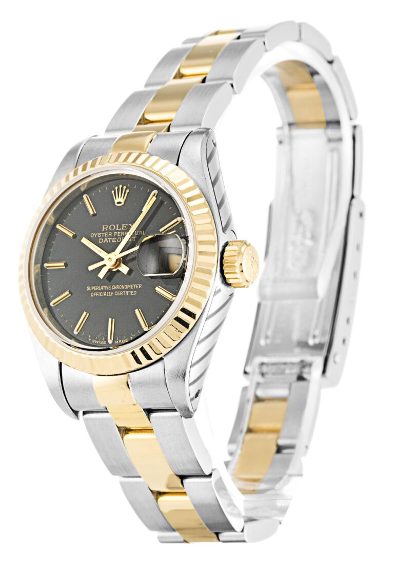 Replica Rolex Lady-Datejust Black Dial 69173 Perspective View