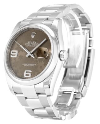 Replica Rolex Datejust Brown Floral Dial 116200 Perspective View