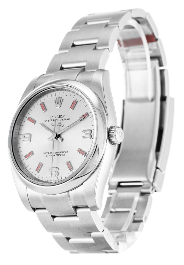 Replica Rolex Air-King White Dial 114200-2 Perspective View