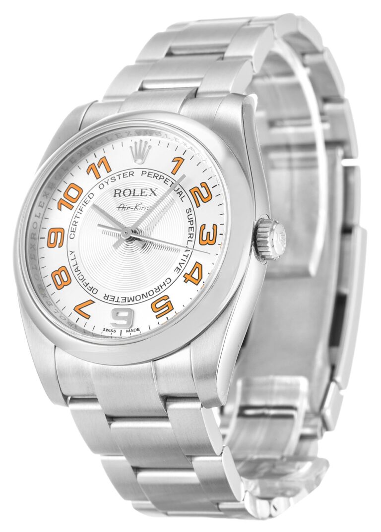 Replica Rolex Air-King Silver Dial 114200 Perspective View