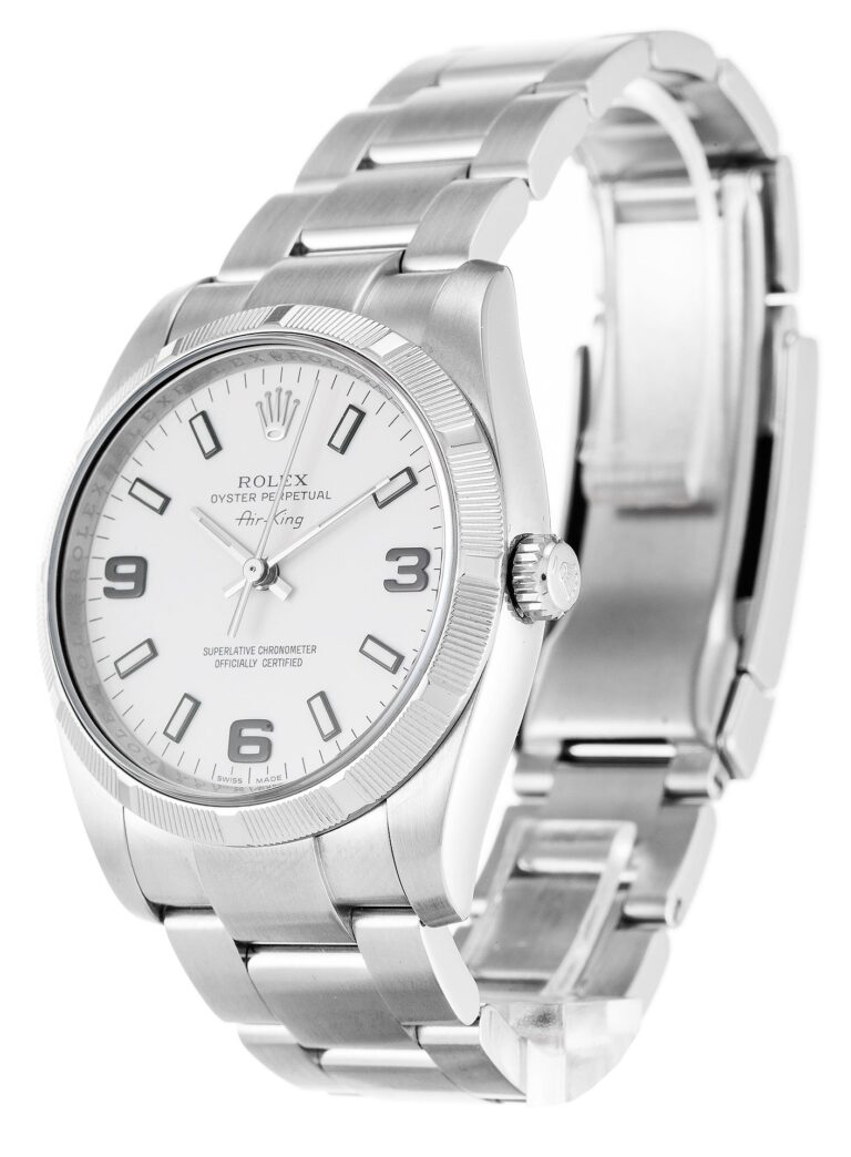 Replica Rolex Air-King White Dial 114210 Perspective View
