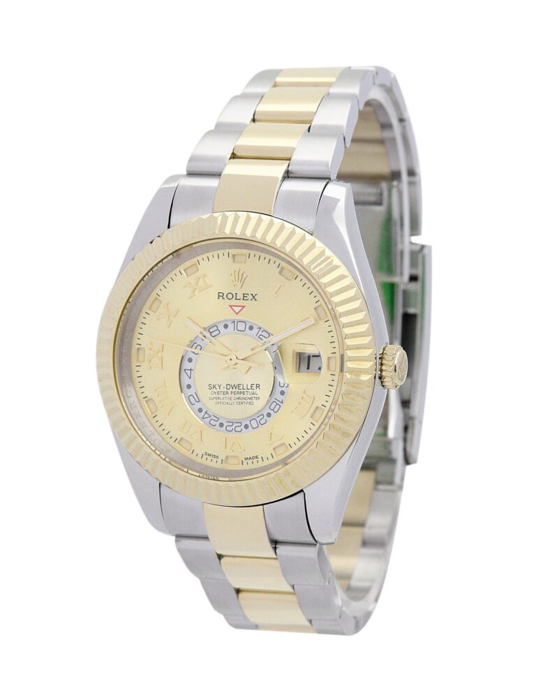 Replica Rolex Sky-Dweller Gold Dial 326938-2 Perspective View