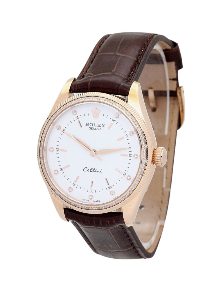 Replica Rolex Cellini White Dial 5310 Rose Gold Perspective View