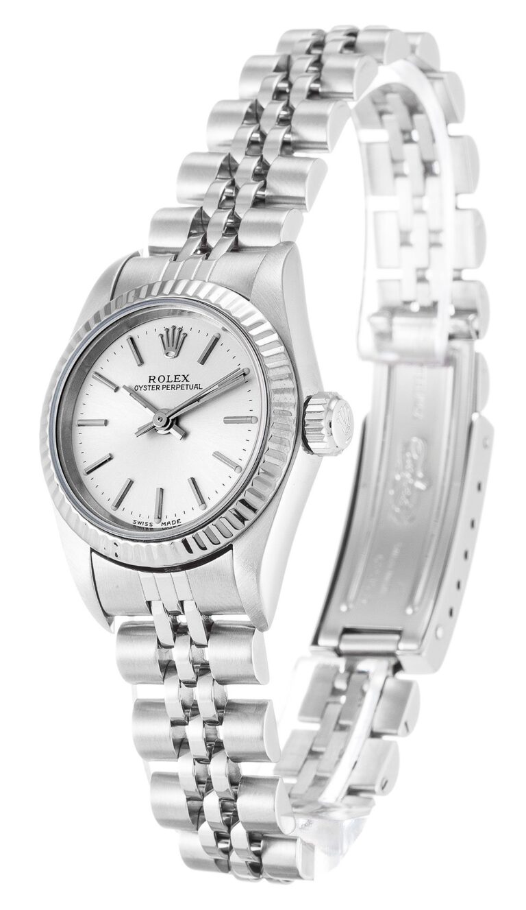 Replica Rolex Oyster Perpetual Lady Silver Dial 67194 Perspective View