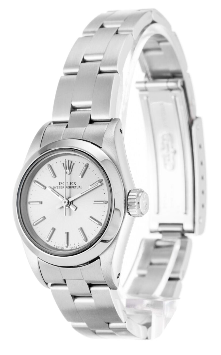 Replica Rolex Oyster Perpetual Lady Silver Dial 67180 Perspective View