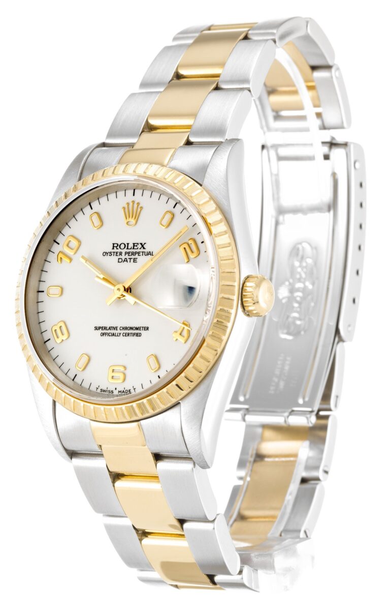 Replica Rolex Oyster Perpetual Date White Dial 15223 Perspective View