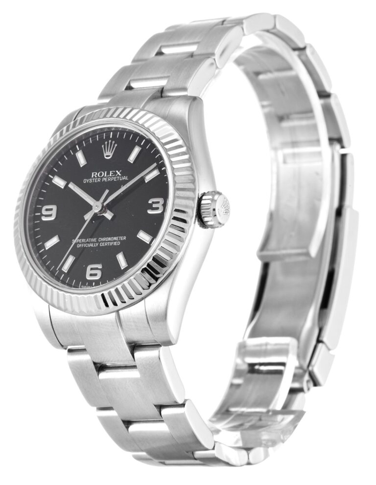 Replica Rolex Oyster Perpetual Lady Black Dial 177234 Perspective View