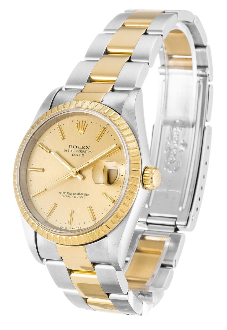 Replica Rolex Oyster Perpetual Date Champagne Dial 15223 Perspective View