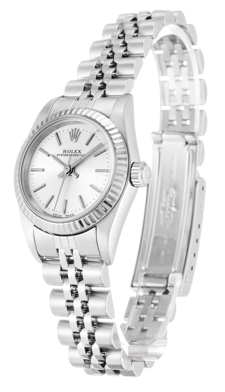 Replica Rolex Oyster Perpetual Lady Silver Dial 76094 Perspective View