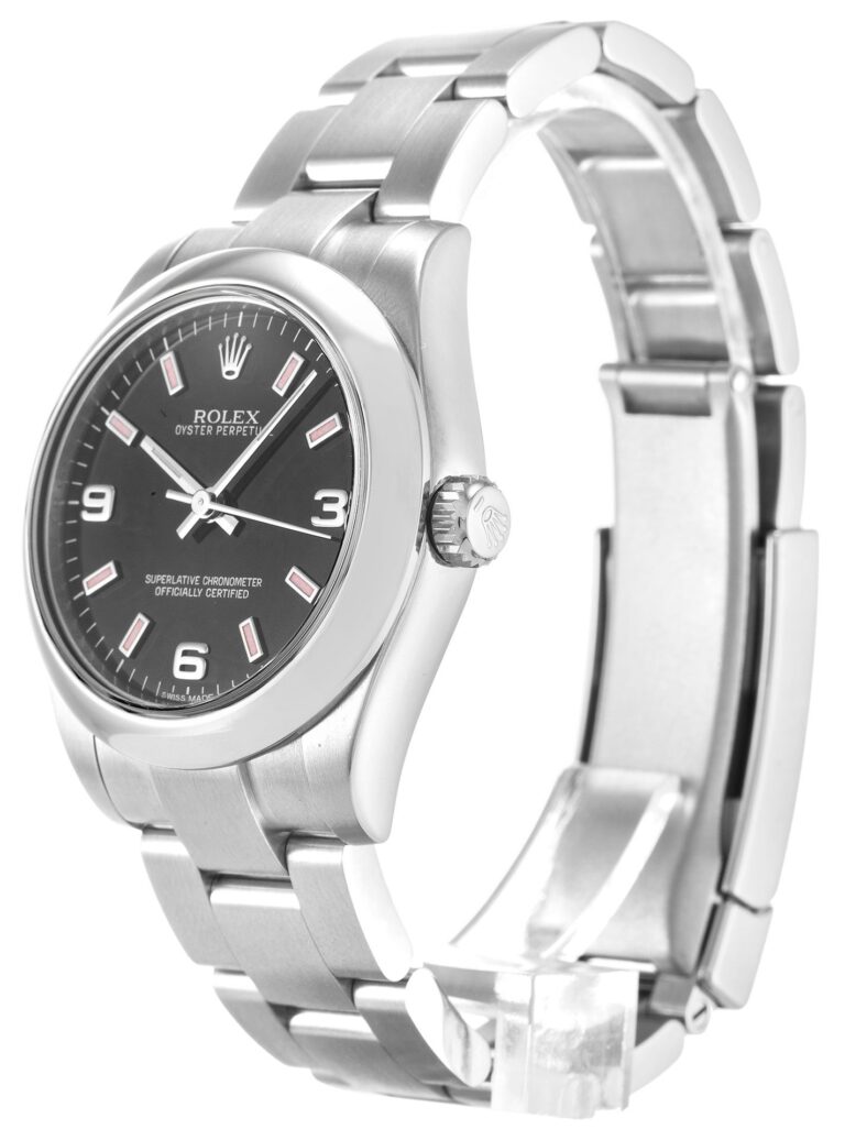 Replica Rolex Oyster Perpetual Lady Black Dial 177200 Perspective View