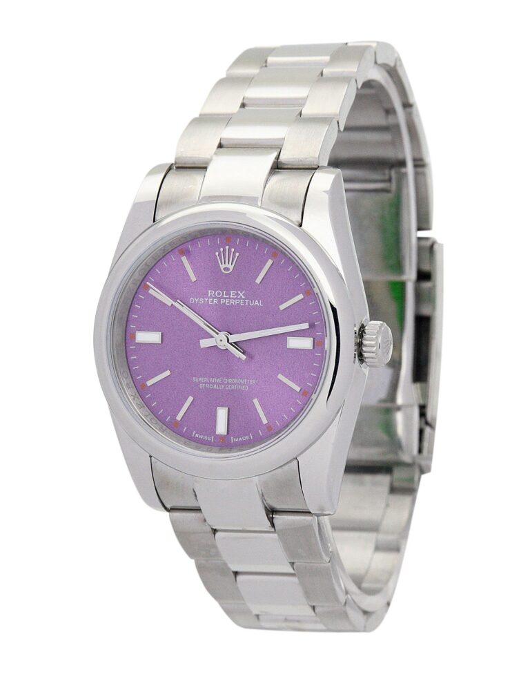 Replica Rolex Oyster Perpetual Lady Purple Dial 177200 Perspective View