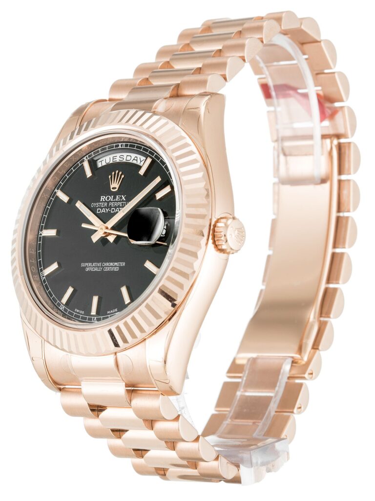 Replica Rolex Day-Date II Black Dial 218235-2 Perspective View