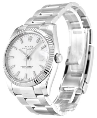 Replica Rolex Oyster Perpetual Date White Dial 115234 Perspective View