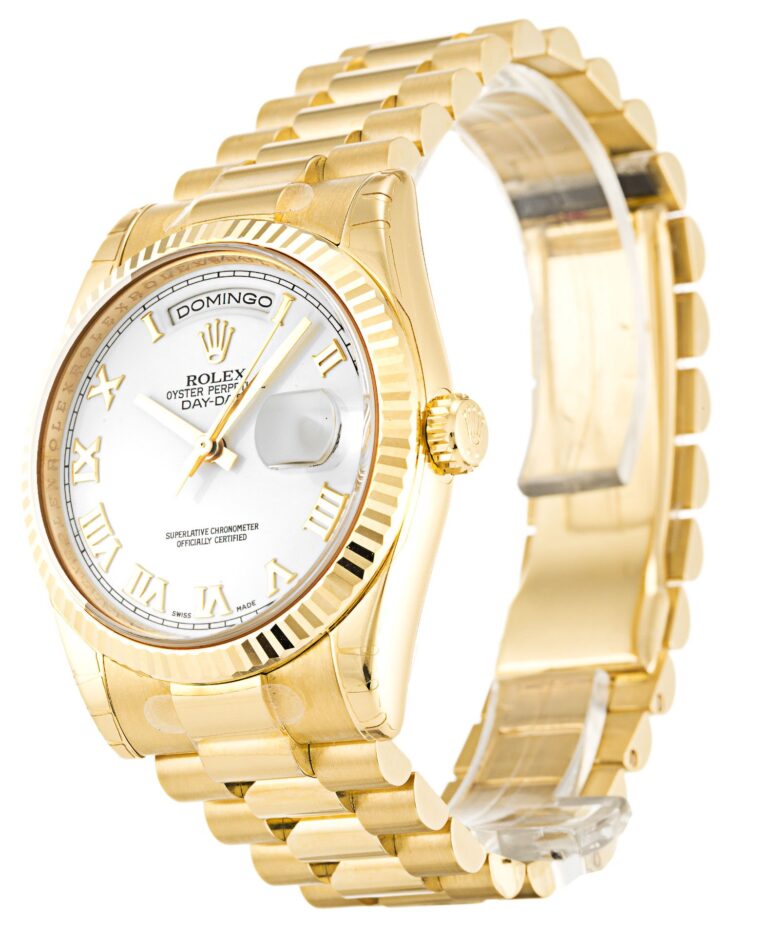 Replica Rolex Day-Date White Dial 118238 Perspective View