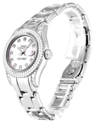 Replica Rolex Pearlmaster Mother of Pearl - Pink Dial 80359 Perspective View