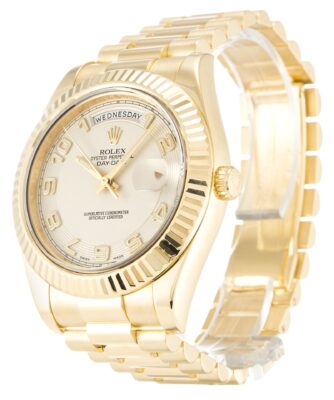Replica Rolex Day-Date II Ivory Dial 218238 Perspective View