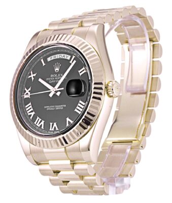 Replica Rolex Day-Date II Black Dial 218235 Perspective View