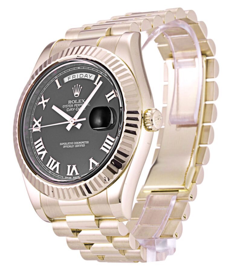 Replica Rolex Day-Date II Black Dial 218235 Perspective View