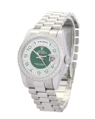 Rolex Day-Date 36mm Green and Silver with Diamonds Dial 118346 2