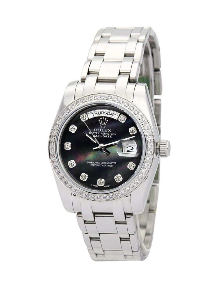 Replica Rolex Day-Date Black Dial 118346 Perspective View