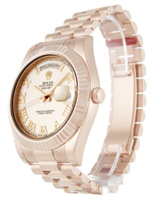 Replica Rolex Day-Date II Ivory Dial 218235 Perspective View