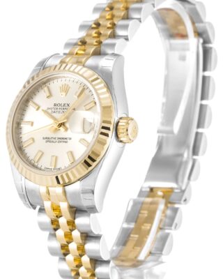 Replica Rolex Lady-Datejust Silver Dial 179173-2 Angle Detail