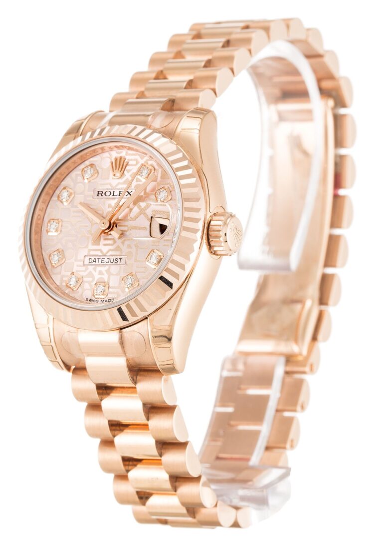 Replica Rolex Lady-Datejust Rose Dial 179175 Perspective View