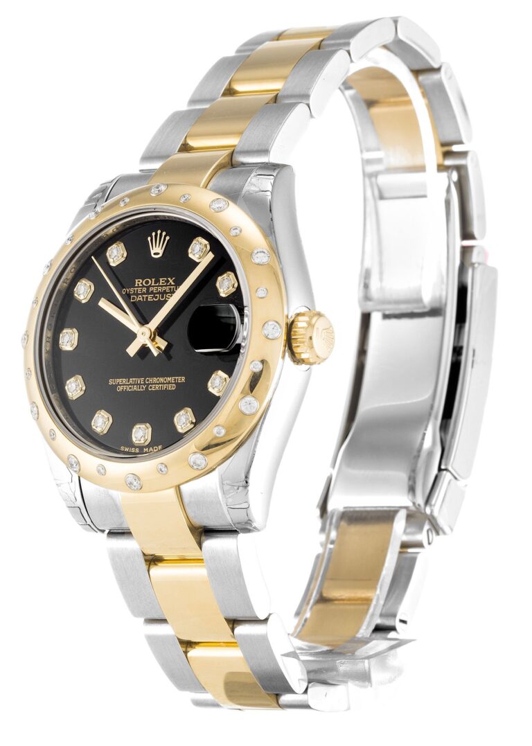 Replica Rolex Datejust Mid-Size Black Dial 178343 Perspective View