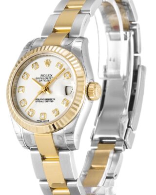 Replica Rolex Lady-Datejust White Dial 179173 Angle Detail