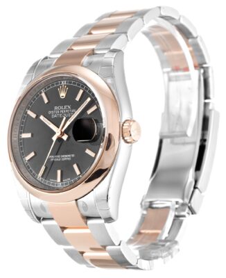 Replica Rolex Datejust Black Dial 116201 Perspective View