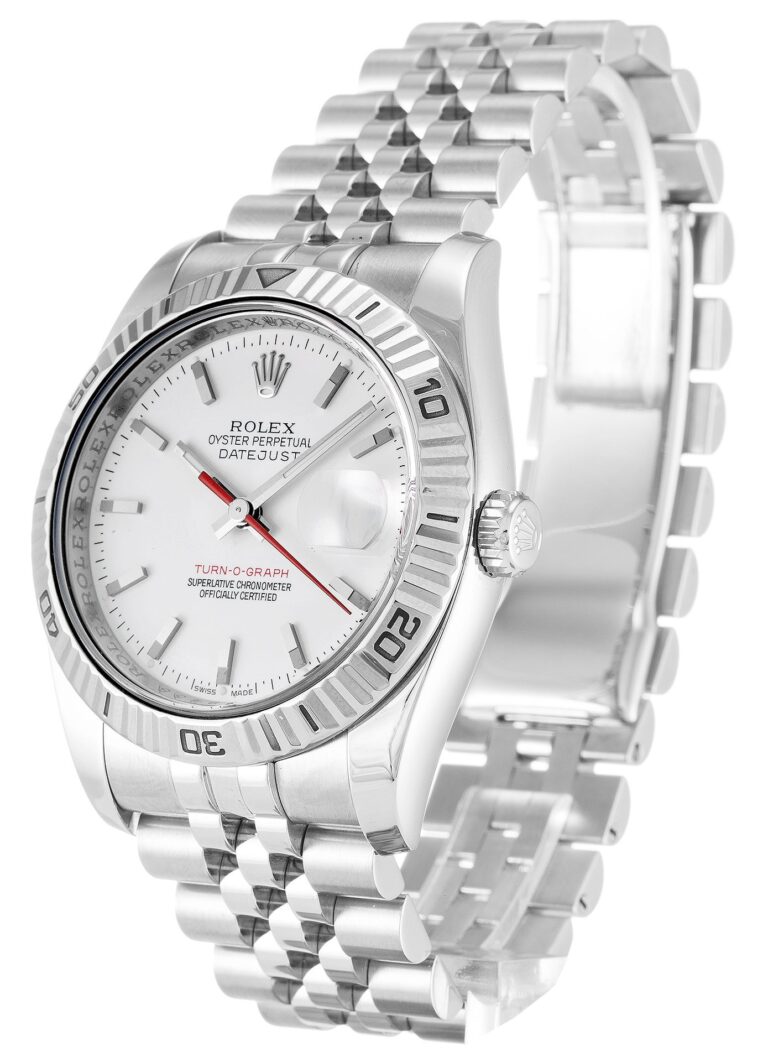 Replica Rolex Datejust Turn-O-Graph White Dial 116264-2 Perspective View