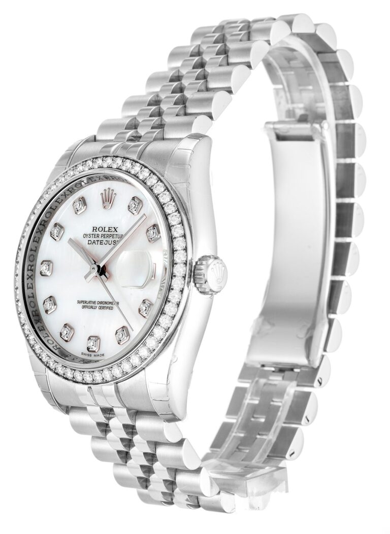 Replica Rolex Datejust Mother of Pearl - White Dial 116244 Perspective View