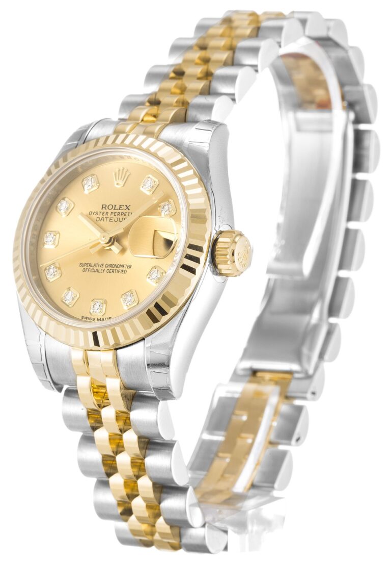 Replica Rolex Lady-Datejust Champagne Dial 179173-2 Perspective View