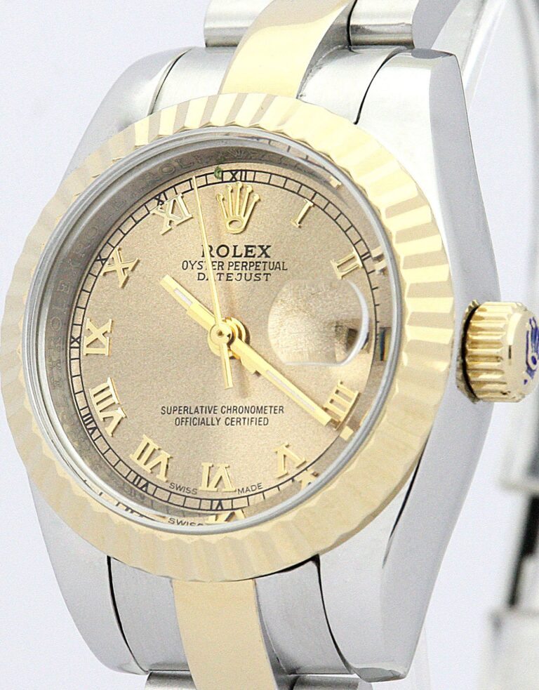 Replica Rolex Lady-Datejust Yellow Gold Dial 179163 Perspective View