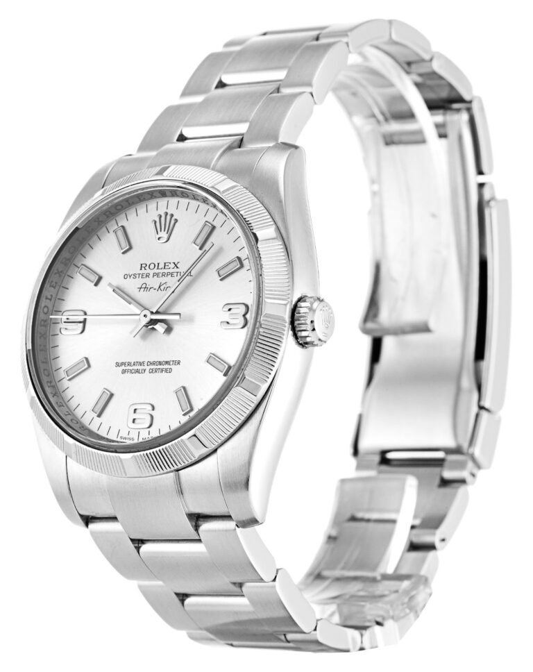 Replica Rolex Air-King Silver Dial 114210 Perspective View