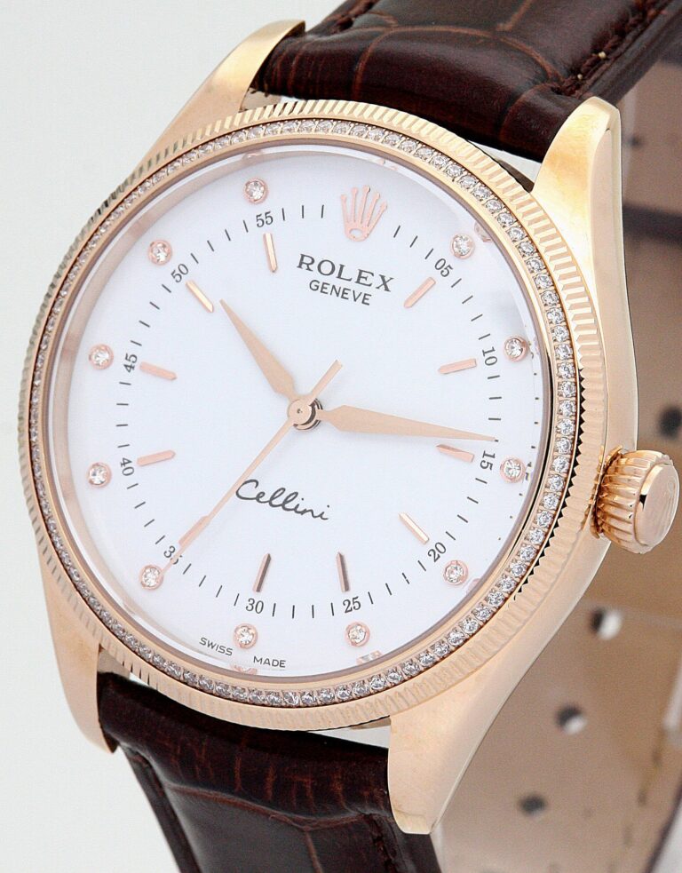 Replica Rolex Cellini White Dial 5310 Rose Gold Angle Detail