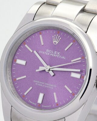 Replica Rolex Oyster Perpetual Lady Purple Dial 177200 Angle Detail