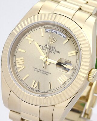 Replica Rolex Day-Date II Gold Dial 218238 Angle Detail